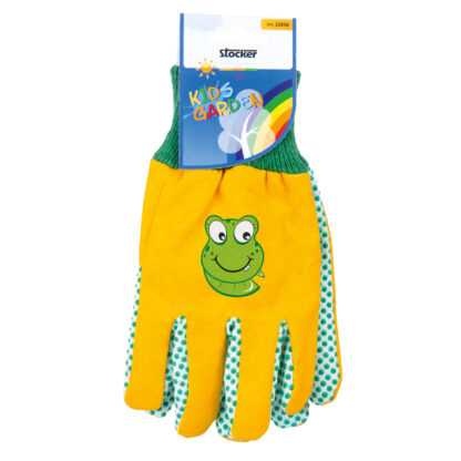 παιδικά γάντια κήπου - κίτρινο-πράσινο με βατραχάκι - 22056