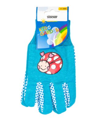 παιδικά γάντια κήπου - γαλάζιο-μπλε με πασχαλίτσα - 22058
